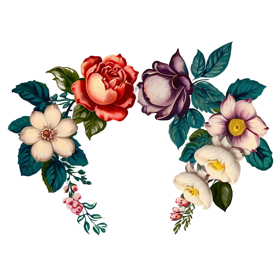 Vintage Floral Graphic PNG tct75 PNG with transparent background