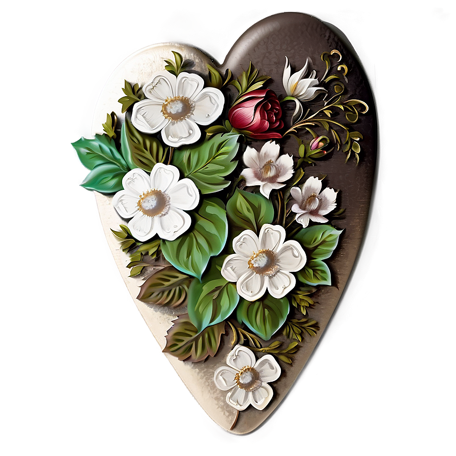 Vintage Floral Heart Png 23