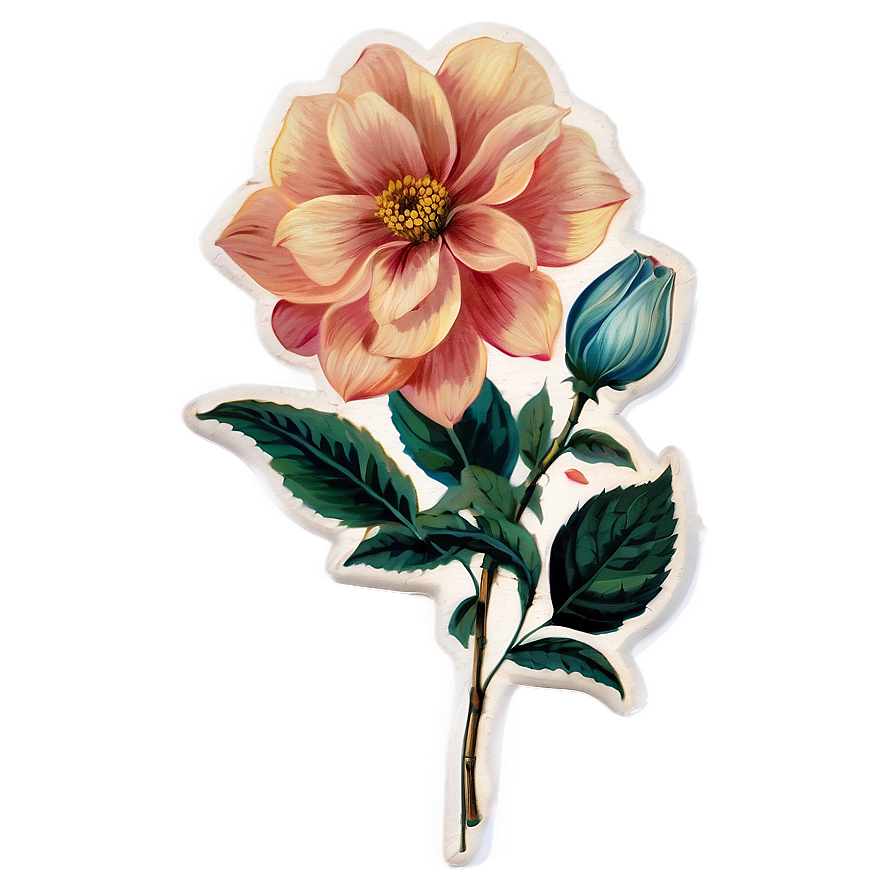 Vintage Floral Sticker PNG 05252024 PNG with transparent background