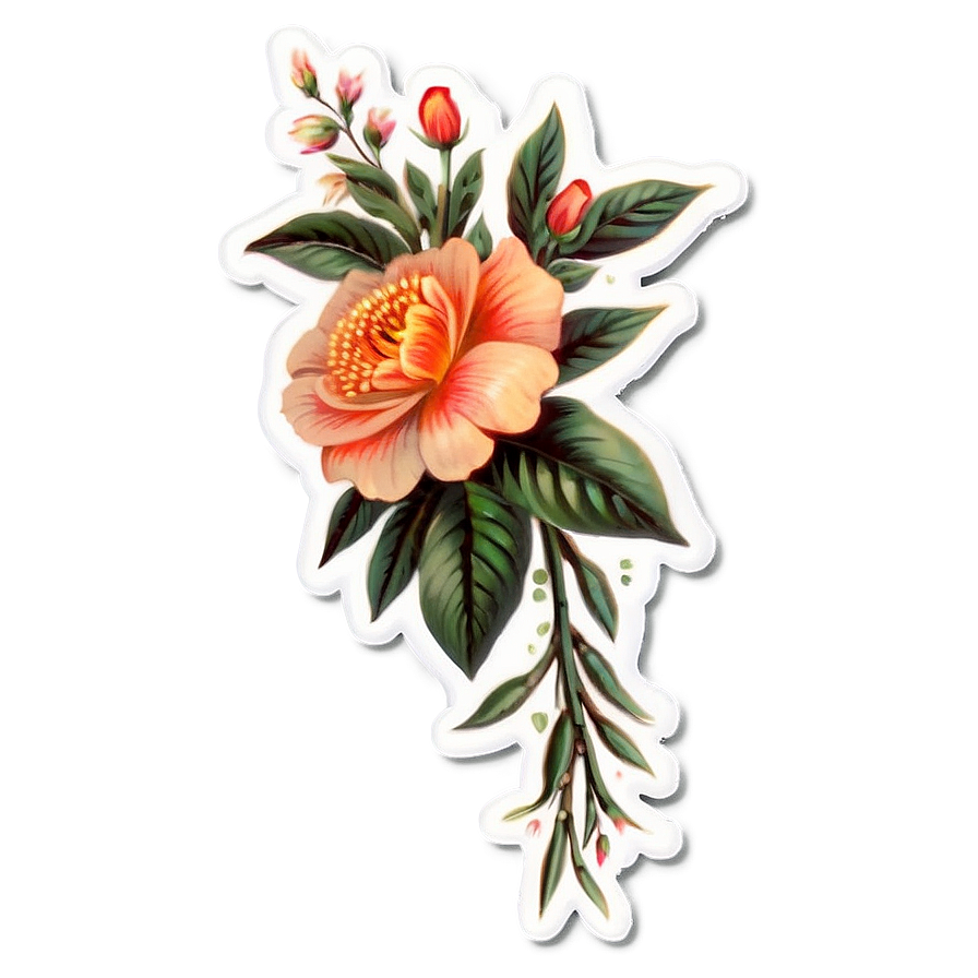 Vintage Floral Sticker Png Ely