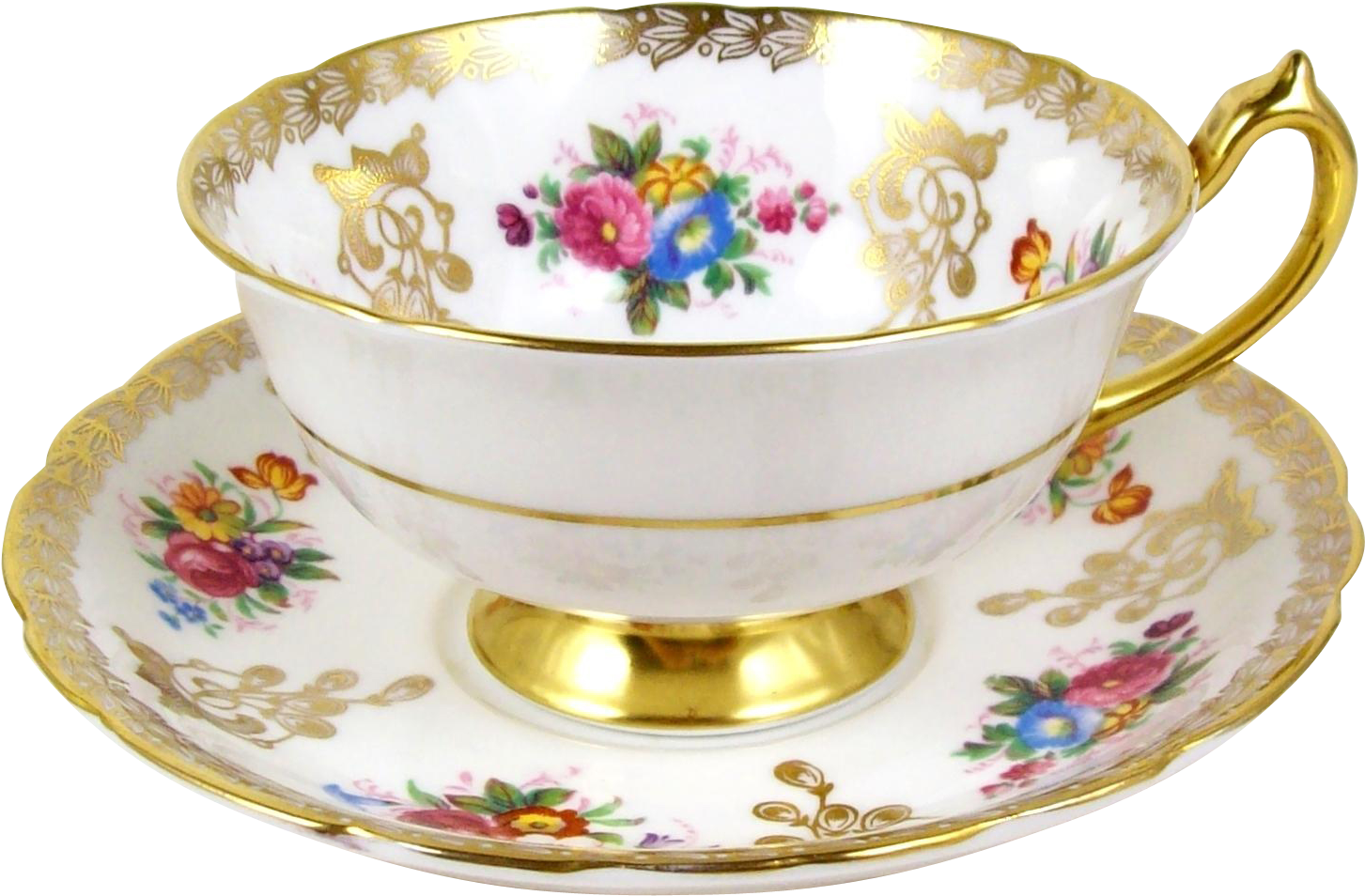 China Floral Tea Cups - Floral Tea Cups Golden, HD Png Download PNG with transparent background