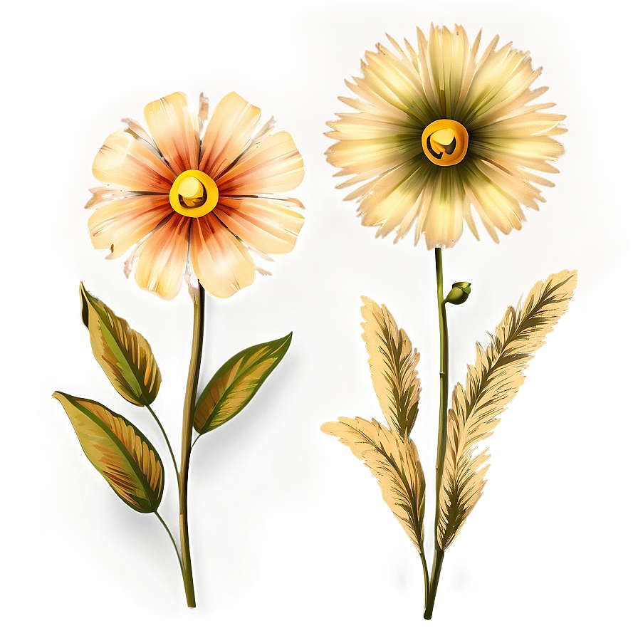 Vintage Flower Collection Png Mga