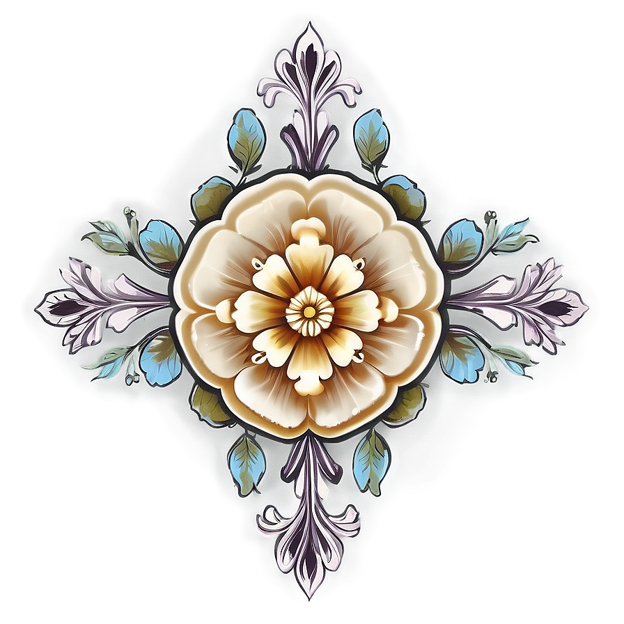 Vintage Flower Frame PNG qco13 PNG with transparent background