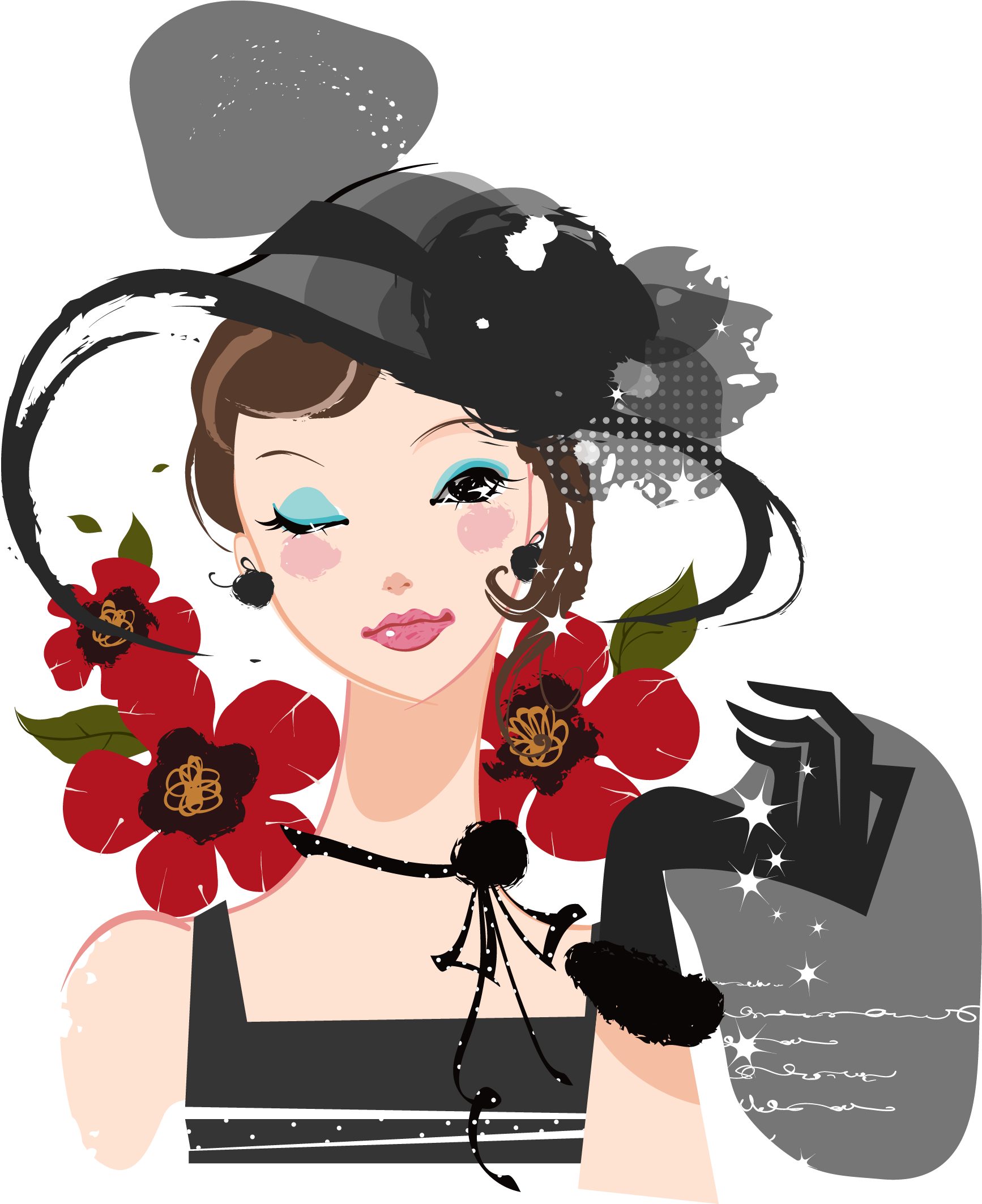 Vintage Glamour Illustration PNG with transparent background