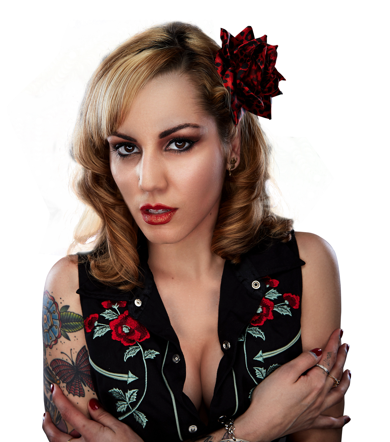 Vintage Glamour Portrait PNG with transparent background