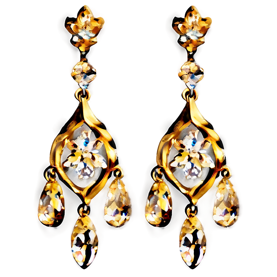 Vintage Gold Chandelier Earrings Png 06262024