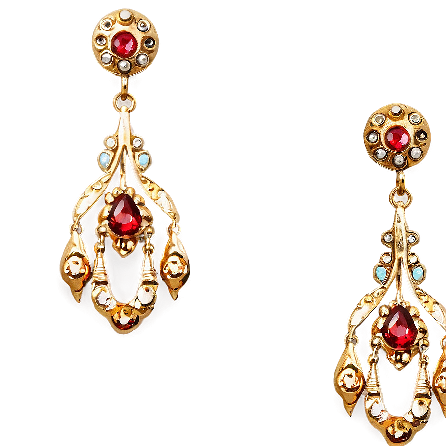 Vintage Gold Chandelier Earrings Png 54