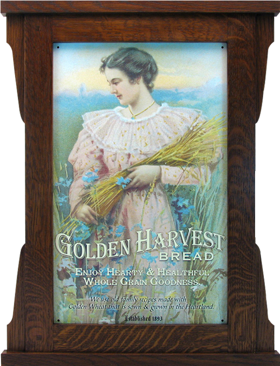 Vintage Golden Harvest Bread Adin Wooden Frame