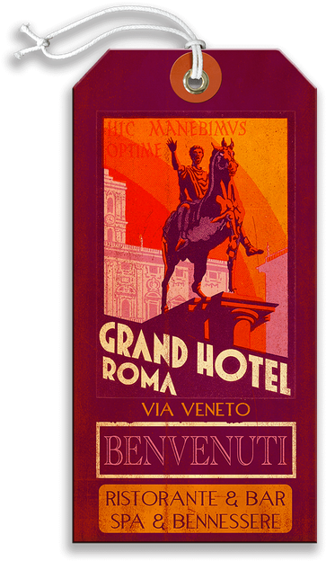 Vintage Grand Hotel Roma Luggage Tag