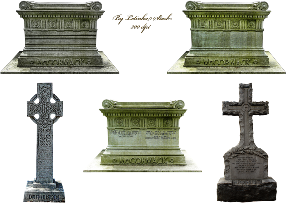 Vintage Gravestonesand Crosses PNG with transparent background