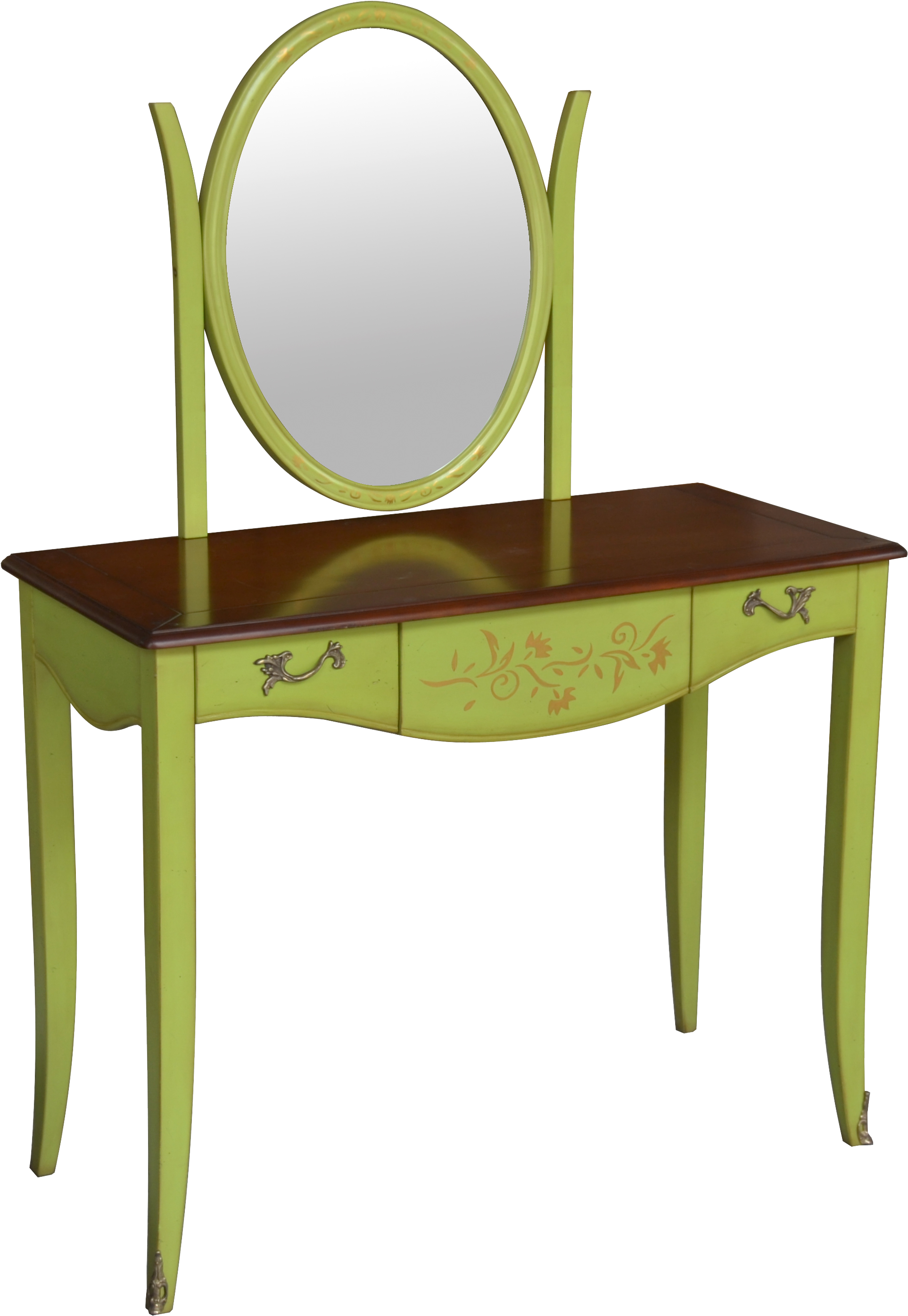 Vintage Green Vanity Table With Mirror