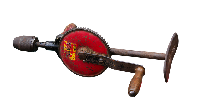 Vintage Hand Drill Tool PNG with transparent background