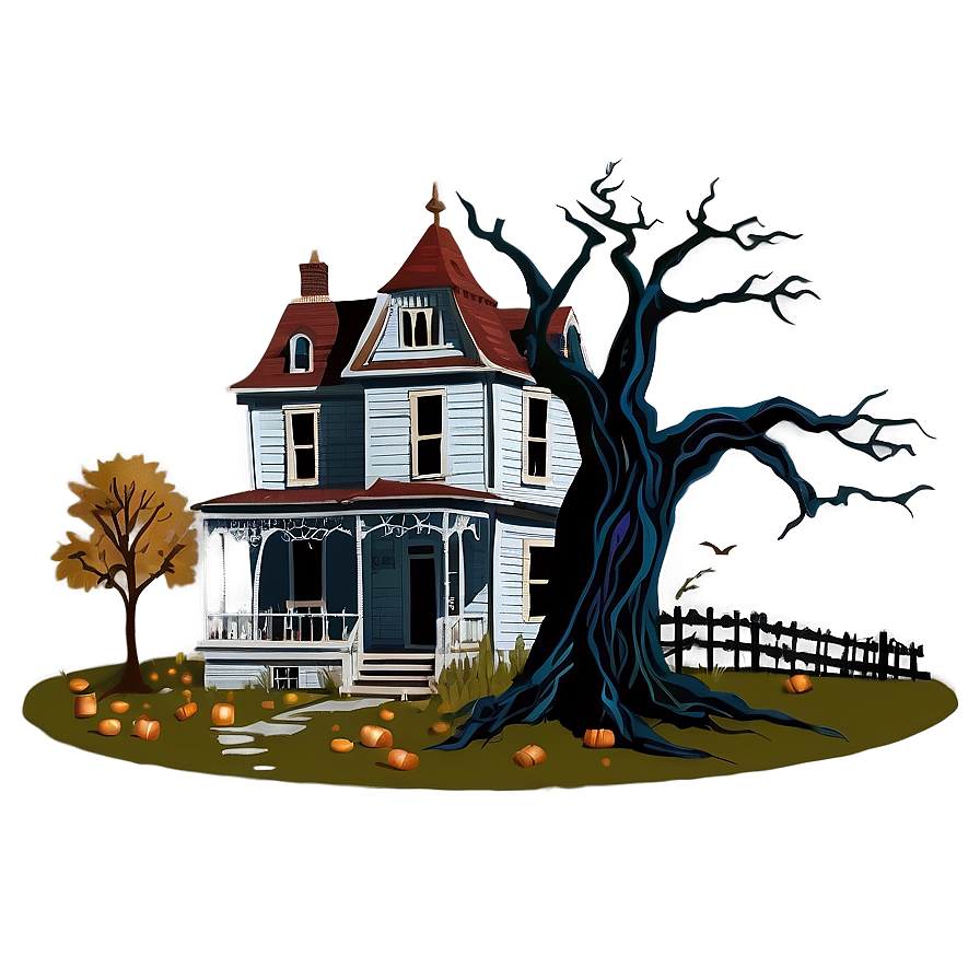 Vintage Haunted House Illustration Png 81