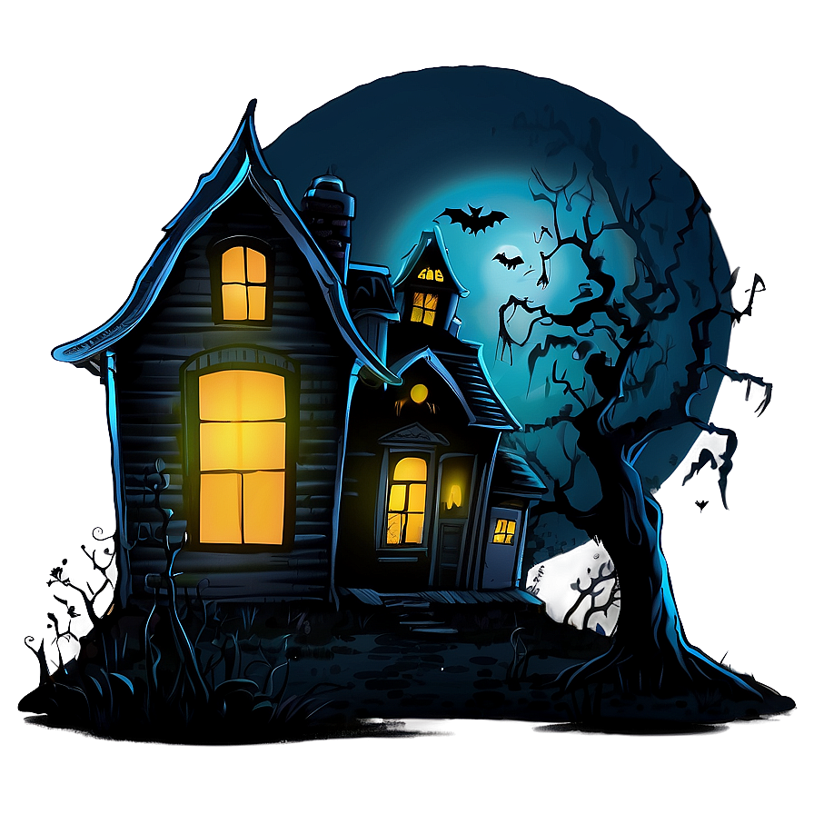 Vintage Haunted House Illustration Png Ctn