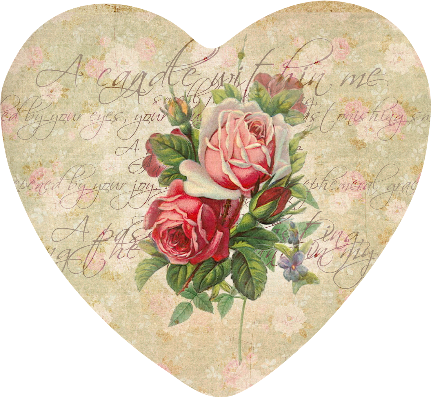 Vintage Heart Roses Love Note