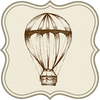 Vintage Hot Air Balloon Illustration PNG with transparent background