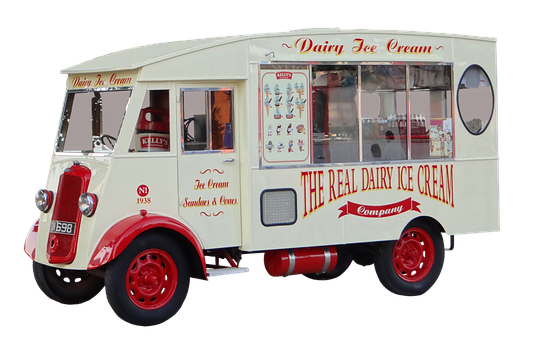 Vintage Ice Cream Truck PNG with transparent background