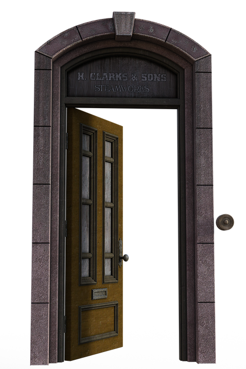 Vintage Industrial Door Entrance PNG image with a transparent background, free high-resolution download