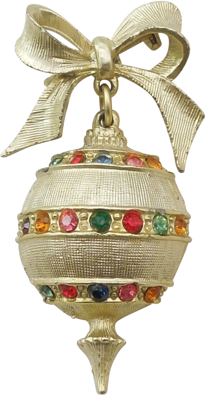 Vintage Dangling Christmas Ornament Pin With Rhinestones - Vintage Christmas Ornament Png, Transparent Png PNG with transparent background