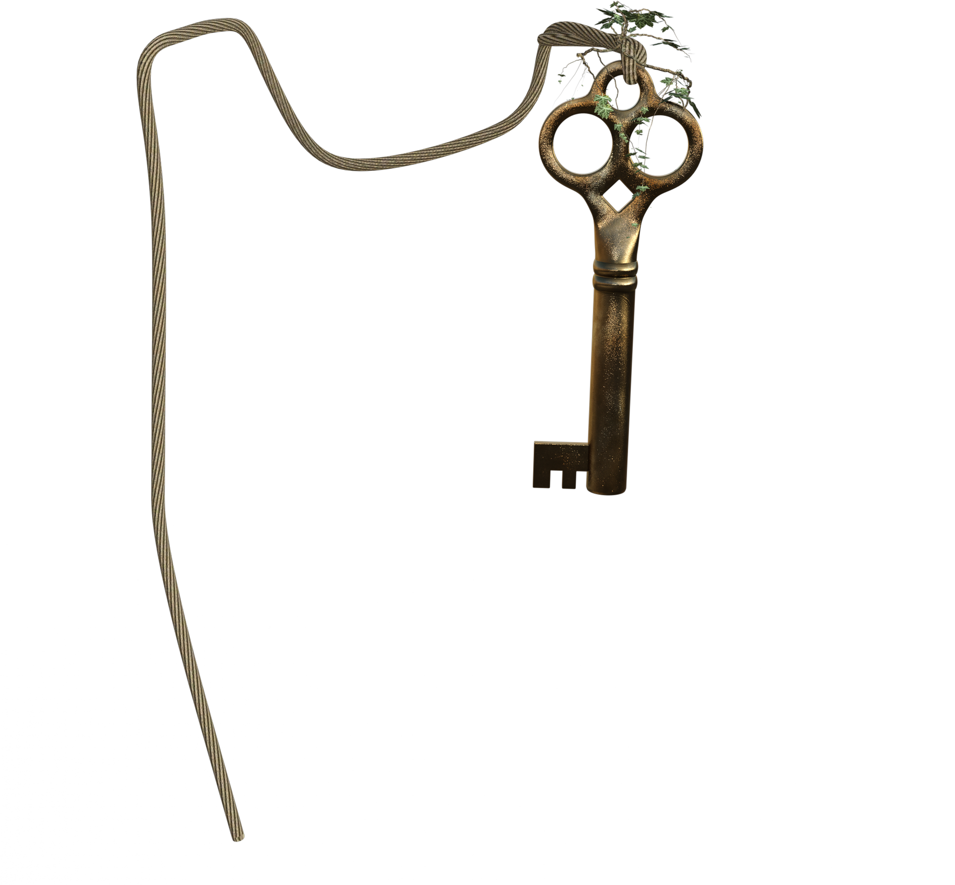 Golden Key On A Chain - Mystical Fantasy Key, HD Png Download PNG with transparent background