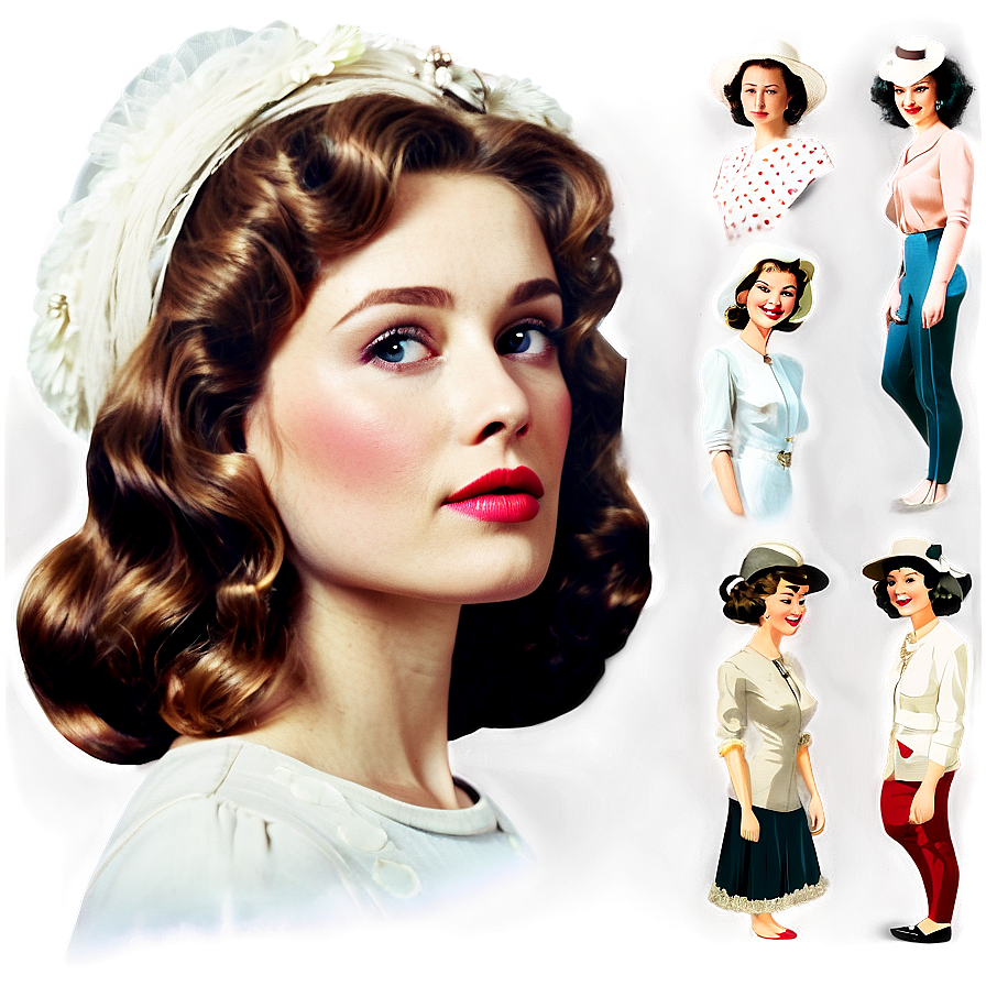 Vintage Lady With Brown Hair Png Prc