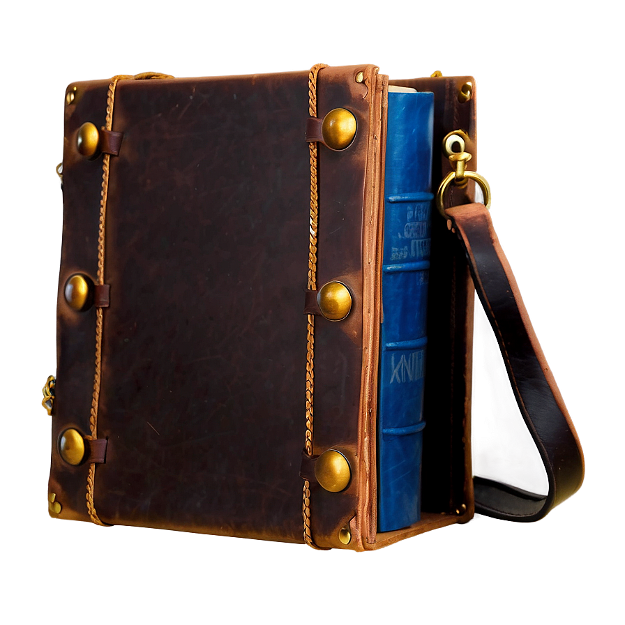 Vintage Leather Book Bag Png Xwh