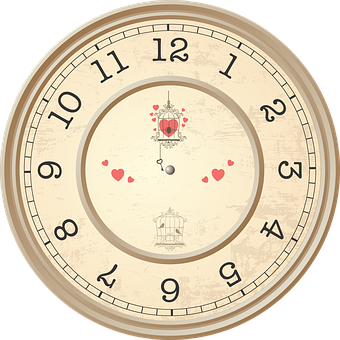 Vintage Love Themed Clock PNG with transparent background