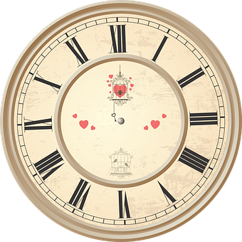 Vintage Love Themed Clock PNG with transparent background