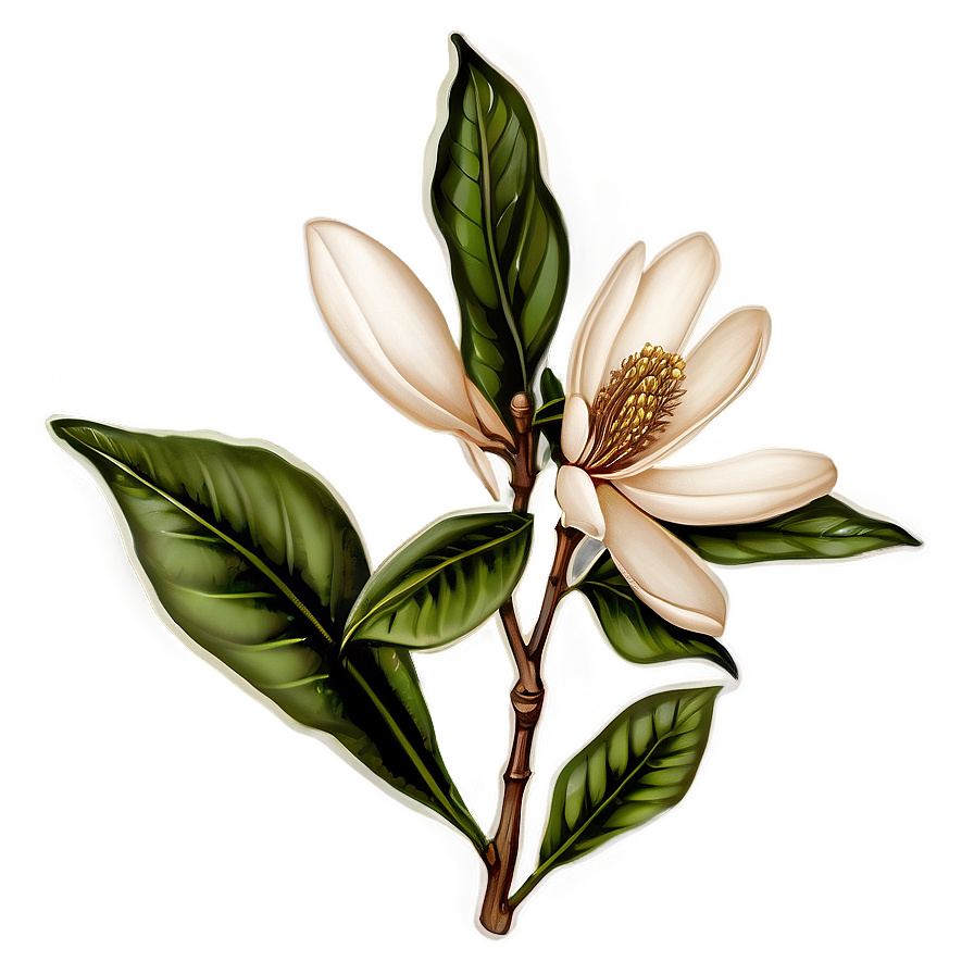 Vintage Magnolia Flower Sketch Png 06252024