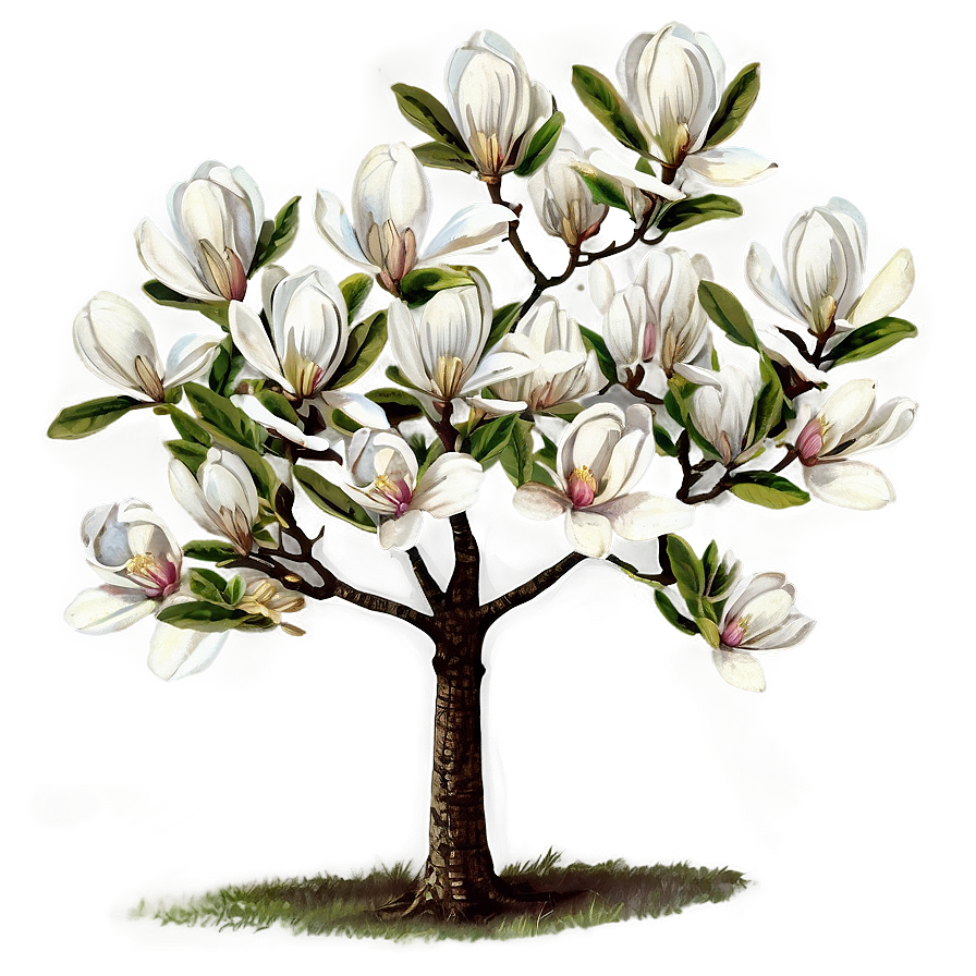 Vintage Magnolia Tree Illustration PNG 82 PNG image with a transparent background, free high-resolution download