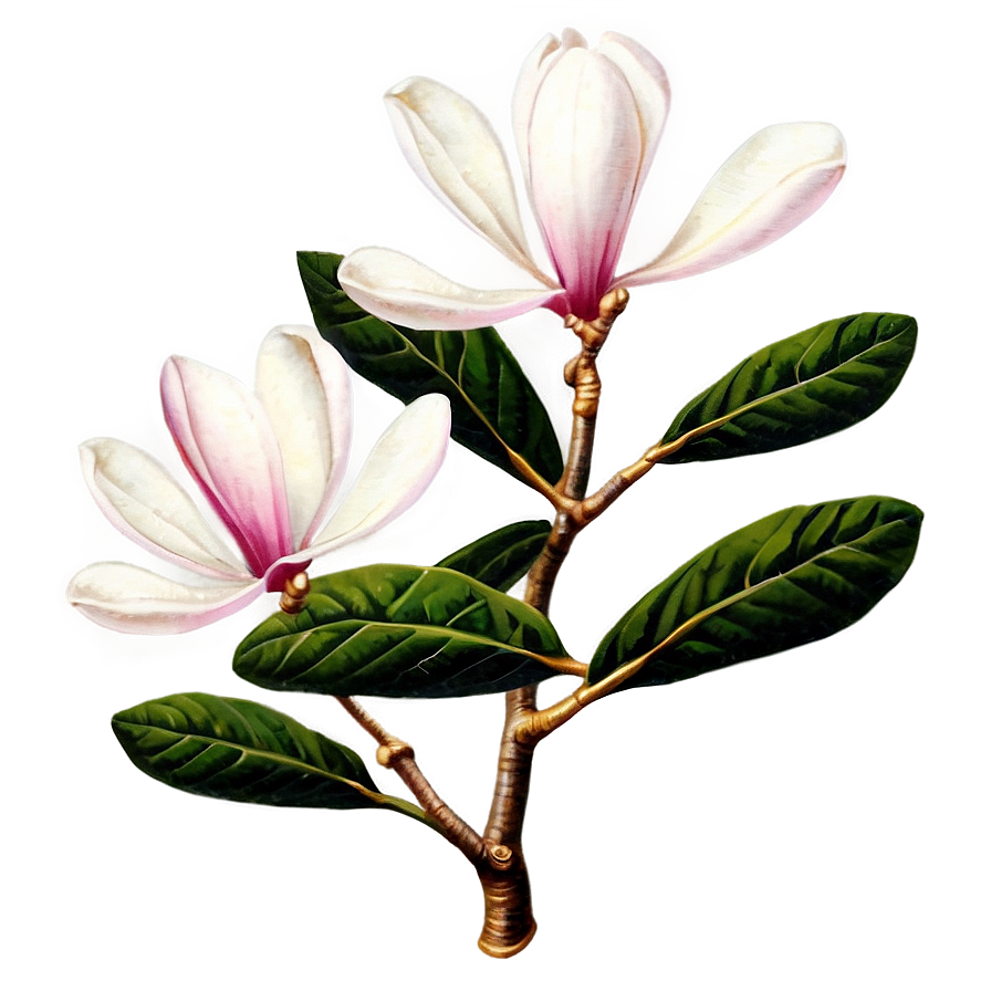 Vintage Magnolia Tree Illustration PNG xmh PNG image with a transparent background, free high-resolution download