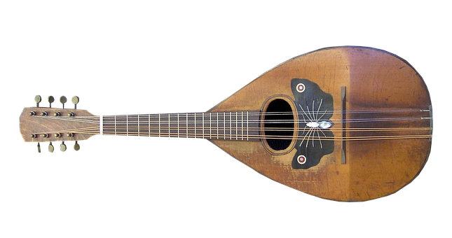 Vintage Mandolinon Black Background.jpg PNG with transparent background