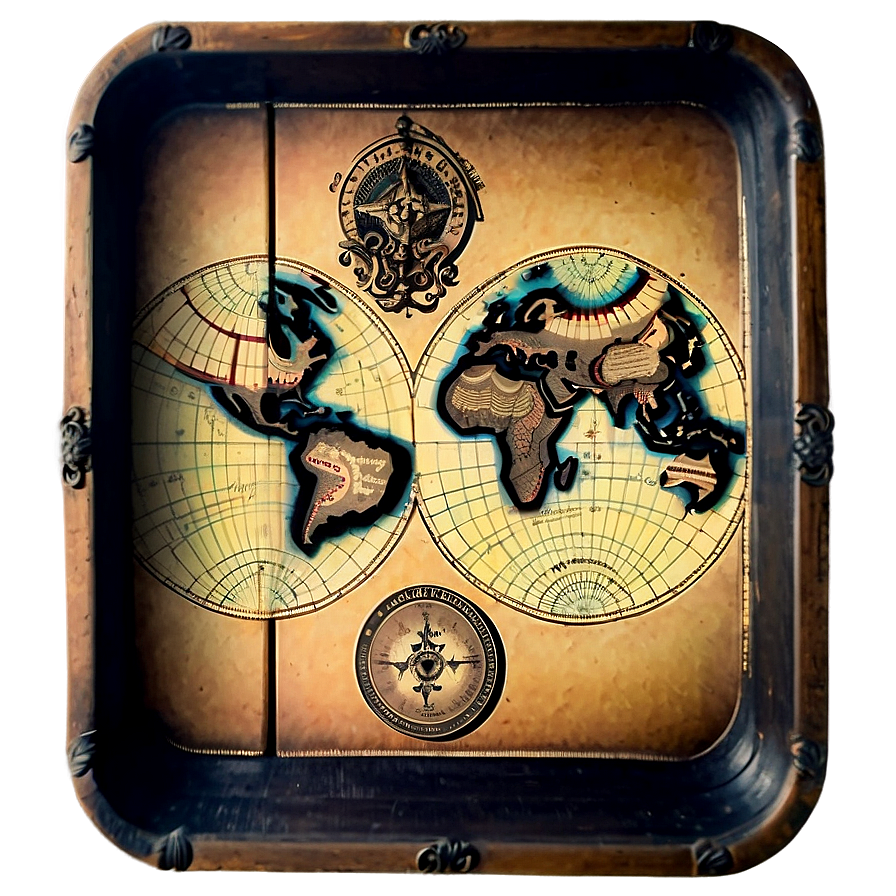 Vintage Map Tray Png 62