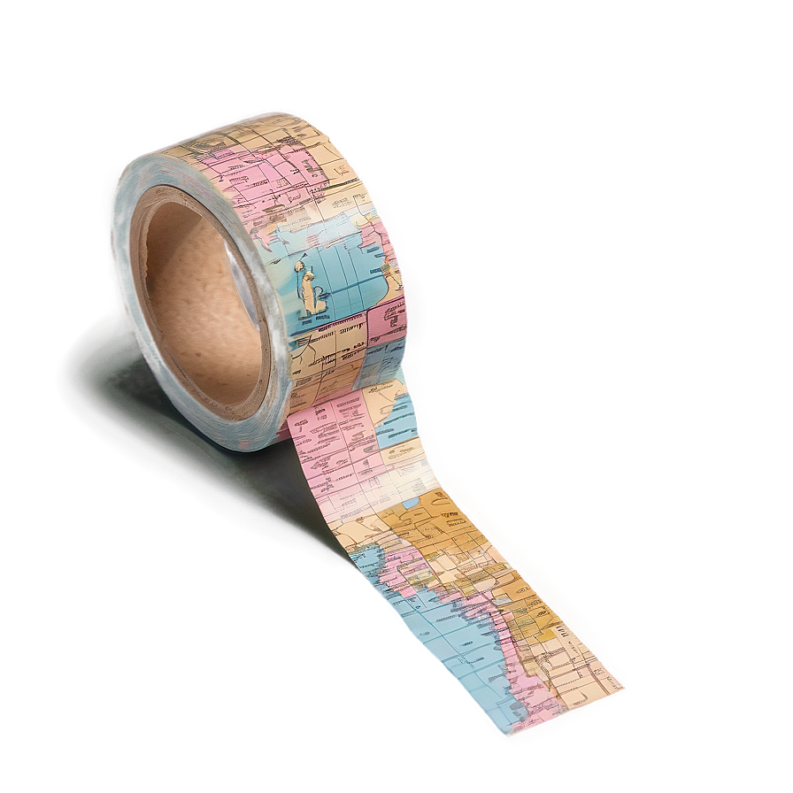 Vintage Map Washi Tape Aesthetic Png 06272024