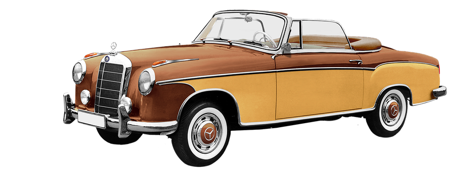 Vintage Mercedes Benz Convertible PNG with transparent background