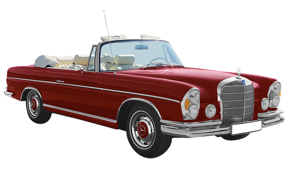 Vintage Mercedes Benz Convertible PNG with transparent background
