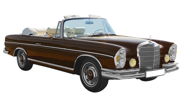 Vintage Mercedes Benz Convertible PNG with transparent background