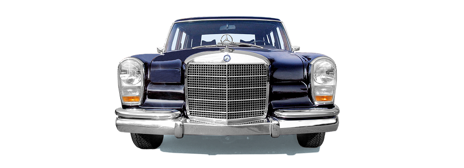 Vintage Mercedes Benz Front View PNG with transparent background