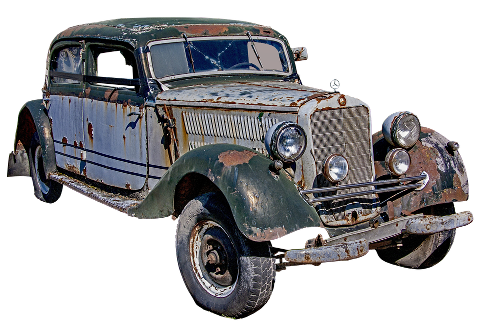 Vintage Mercedes Benz Rustic Condition PNG with transparent background