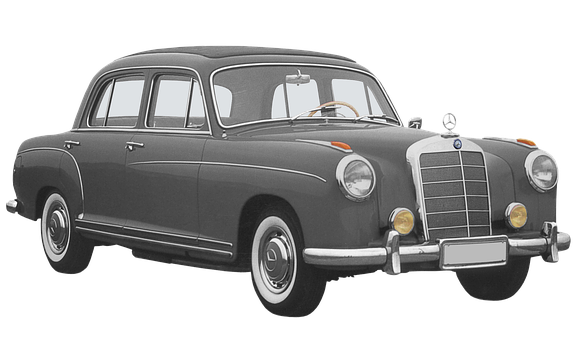 Vintage Mercedes Benz Sedan PNG with transparent background