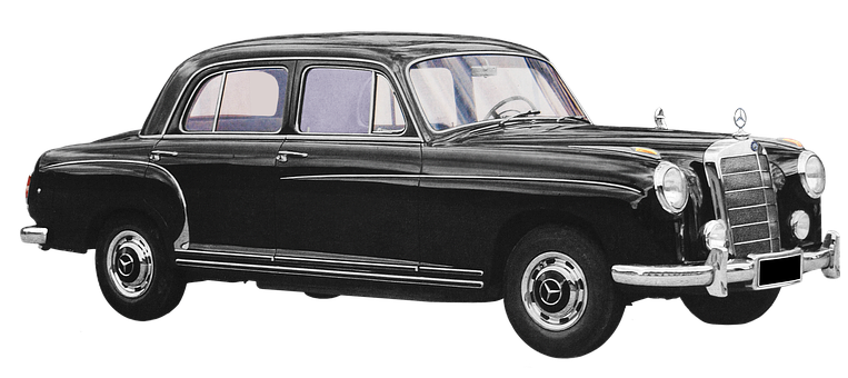 Vintage Mercedes Benz Side View PNG with transparent background