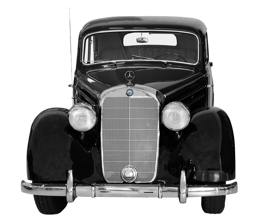 Vintage Mercedes Front View PNG with transparent background