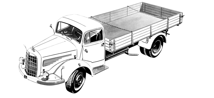 Vintage Mercedes Truck Illustration PNG with transparent background