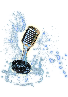 Vintage Microphone Water Splash PNG with transparent background