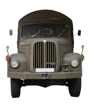 Vintage Military Truck Front View PNG with transparent background