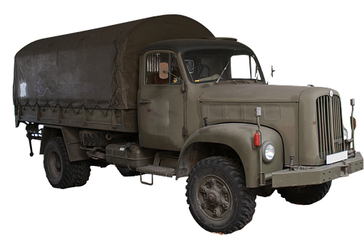 Vintage Military Truck PNG with transparent background