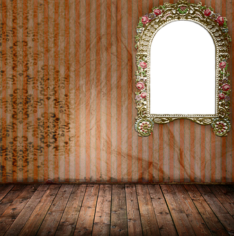 Vintage Mirrorin Empty Room PNG with transparent background