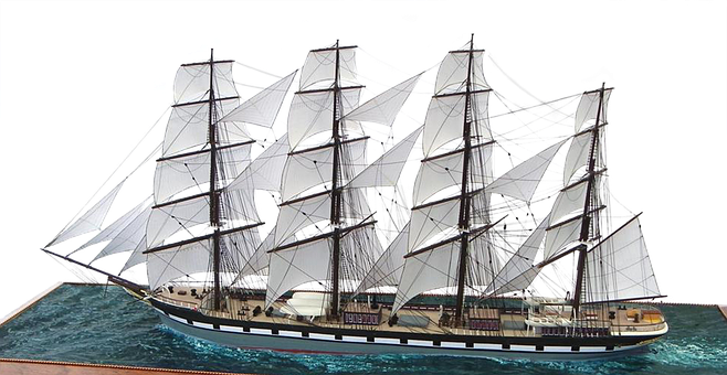 Vintage Model Clipper Ship PNG with transparent background