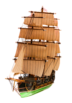 Vintage Model Sailing Ship PNG with transparent background