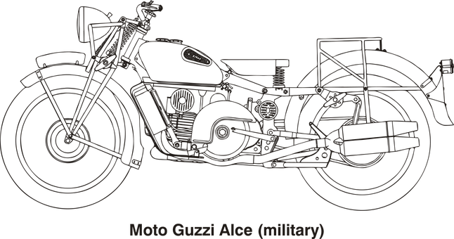 Vintage Moto Guzzi Alce Military Motorcycle PNG with transparent background